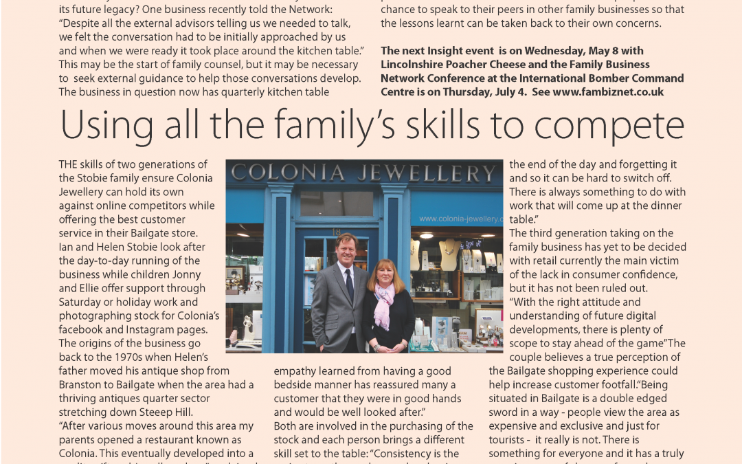 Sue’s Family Business column in The Bailgate Independent, Lincoln